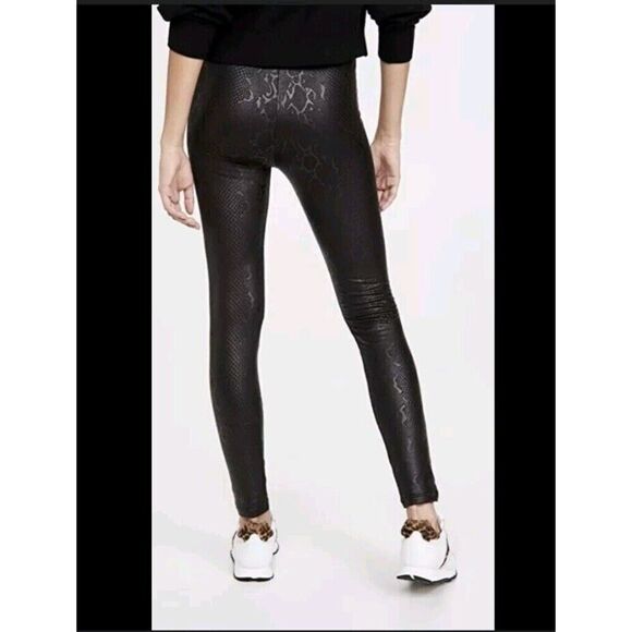 Plush Revolve Legging Liquid Black Fleece Lined Snakeskin High Rise Size XXL - Picture 2 of 13